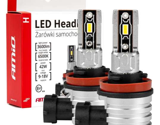 Araç LED ampulleri H mini H8 H9 H11 H16 6500K Canbus AMiO 03333 serisi