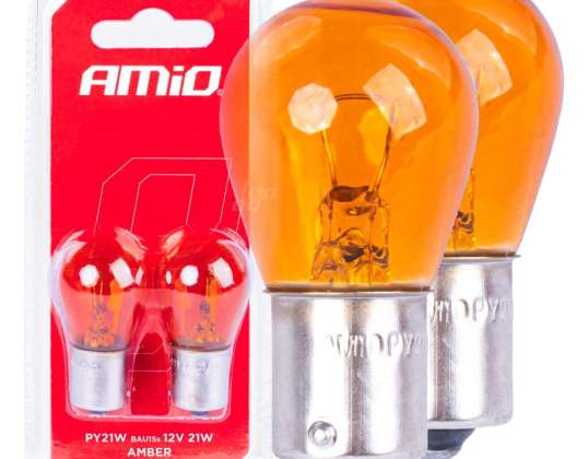 Halogenlampen PY21W BA15s 12V orange 2Stk. Blister Amio 04354/03352