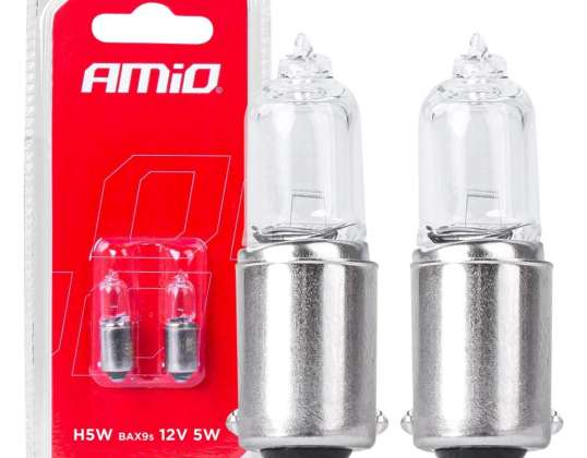 Halogeenilamput H5W 12V 5W BAX9S valkoiset 2kpl. blister Amio 03354