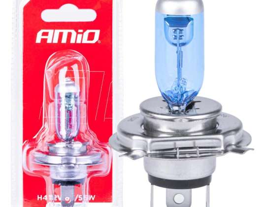 Bombilla halógena h4 12v 60/55w super blanca 1ud. blister amio 03362