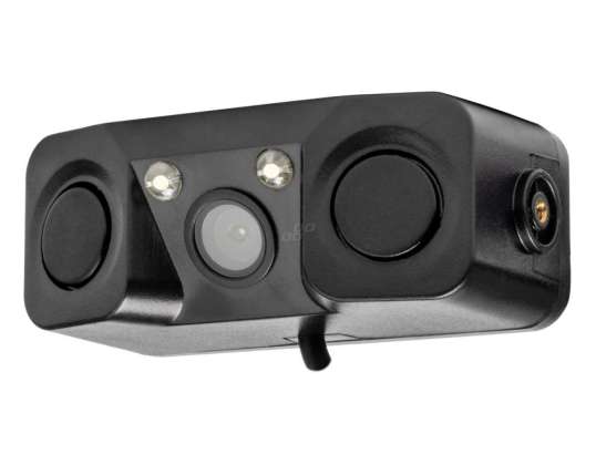 Ryggekamera med parkeringssensorer 2i1 hd 602 led 12v amio 03541