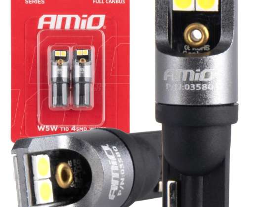 LED bulbs full canbus pro t10 w5w 4x3030 smd white 12v 24v amio 03580