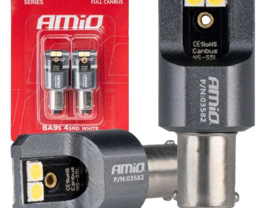 Ampoules LED full canbus pro t4w ba9s 4x3030 smd blanc 12v 24v amio 03582