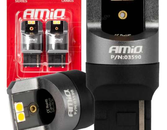 Led bulbs canbus pro wy21w 4x3030 smd orange 12v 24v amio 03590