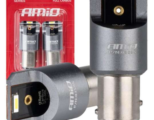 Светодиодные лампы full canbus pro bay15d p21/5w 2x1860smd белые 12v 24v amio 03595