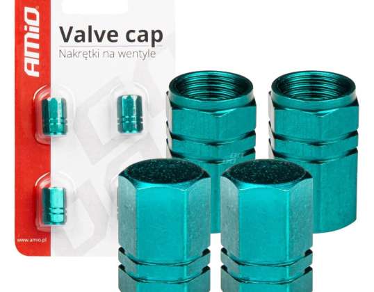 Capuchons de valve en aluminium vert 4 pcs amio 03632