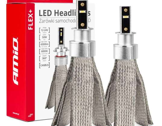 Auton led-polttimot flex h3-sarja 6000k 12v 24v canbus amio 03656