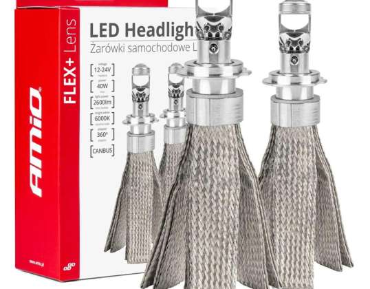 LED-Autolampen Serie Flex H7 Linse 12V 24V 6000K Canbus Amio 03660
