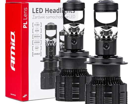 LED automobilių lempos PL objektyvo serija H7 objektyvas 6000K Canbus Amio 03668