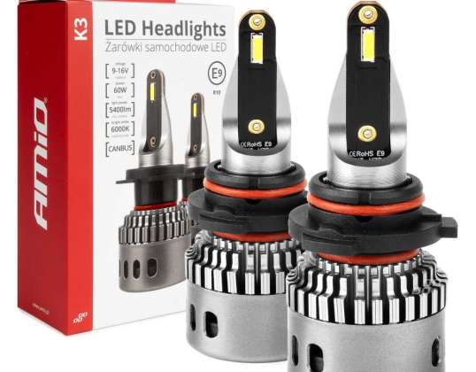 Bil ledet pærer k3 hb4 serie 9006 12v 6000k canbus amio 03688