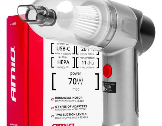 Autotolmuimeja juhtmeta harjadeta hepa 70w 4000mah amio 03693