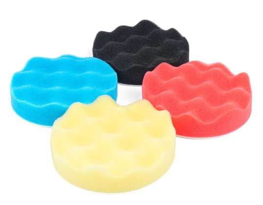 Polierset, Polierschwämme mit Klettverschluss 4 Stück 125 mm amio 03710