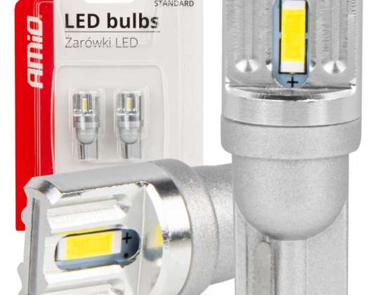 Стандартные светодиодные лампы T10 W5W 2x1860 SMD белые 12 В 24 В Amio 03719