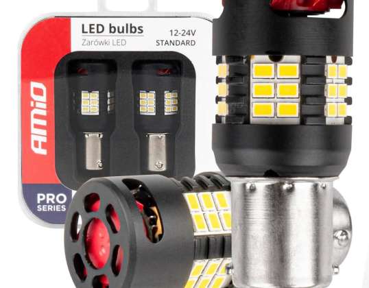 LED-Leuchtmittel canbus pro series 1156 BA15S P21W R10W R5W 24x3020 SMD Lüfter Weiß 12V 24V Amio 03721