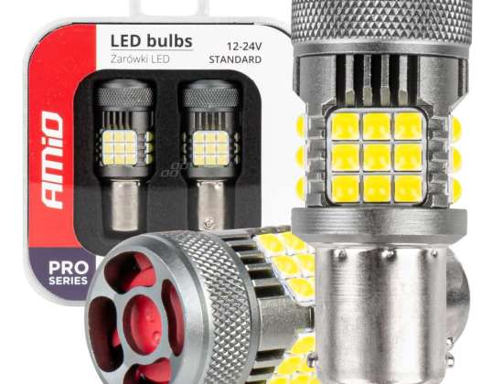 LED-Leuchtmittel canbus pro series 1156 BA15S P21W R10W R5W 36x3030 SMD Lüfter Weiß 12V 24V Amio 03722