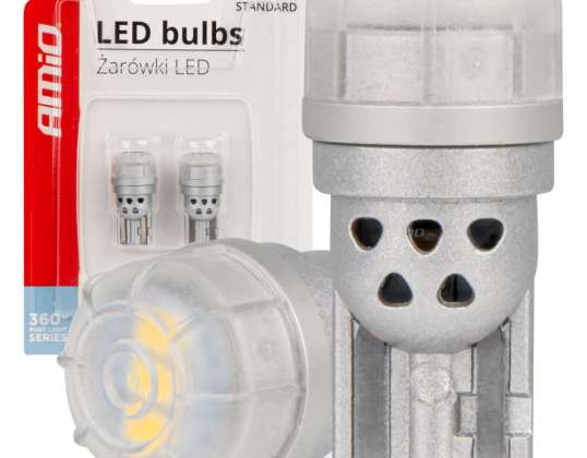 Светодиодные лампы серии 360 pure light standard t10 w5w 3x3020 smd белые 12v 24v amio 03725