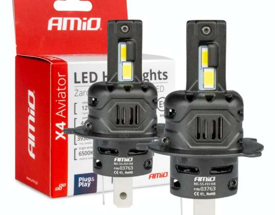 Auto LED-Lampen x4 Serie Aviator H4/H19 6500k canbus amio 03763