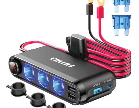 Splitter Splitter Tee Tupakansytytin Volttimittari USB-laturi USB C 12V 24V Amio 03782