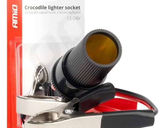 Adapter krokodylki do gniazda zapalniczki 12v 24v 15cm amio 03803