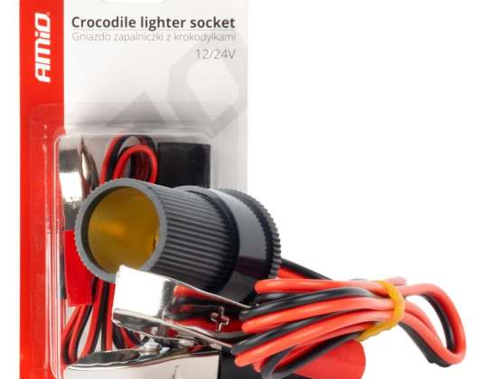 Adaptador de enchufe para encendedor de cigarrillos con salida de clip de cocodrilo 12v 24v 100cm amio 03804