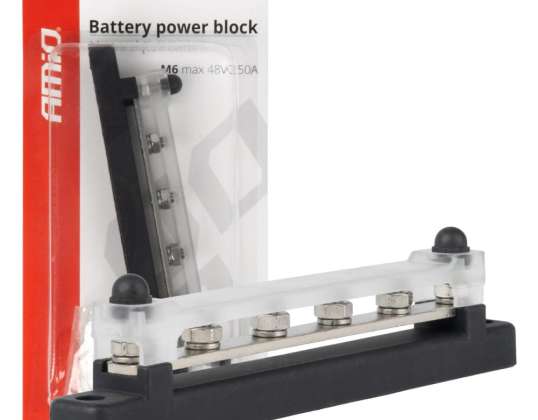 Ground distribution block plus bus bar m6 12v 48v 150a amio 03808