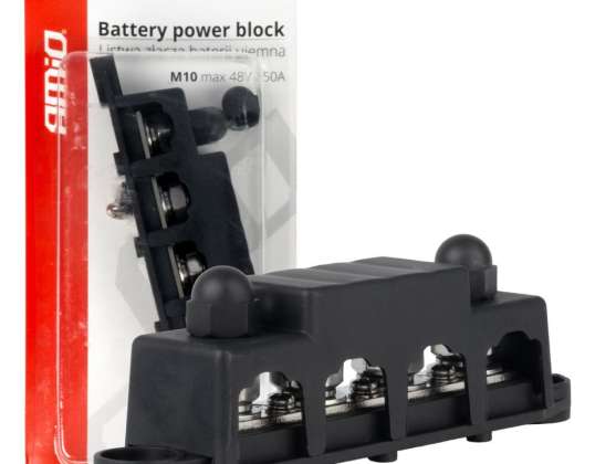 Bus bar ground distribution block m10 12v 48v 250a amio 03811