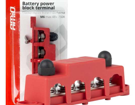 Ground distribution block plus bus bar m10 12v 48v 250a amio 03812