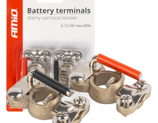 Selvlåsende messing batteriklemmer 2 stk. 600A amio 03846