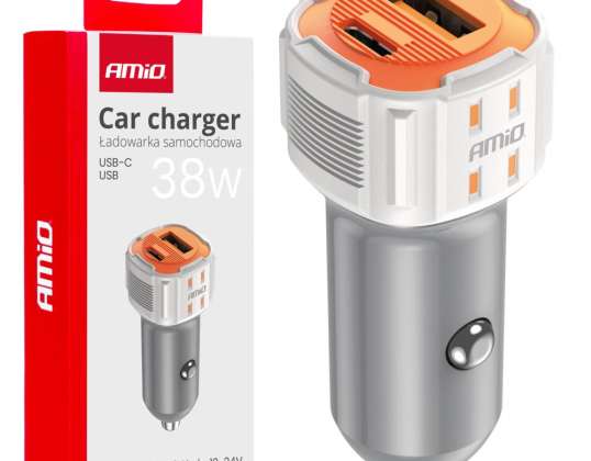 Billader usb a usb c 38w amio 03883