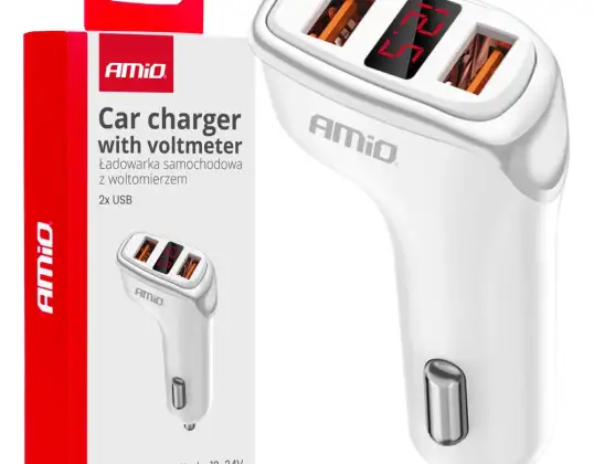 KFZ-Ladegerät 2x USB A Voltmeter 3.1A AMIO 03887