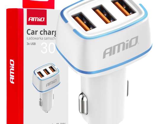 Billader 3x usb a 30w amio 03889