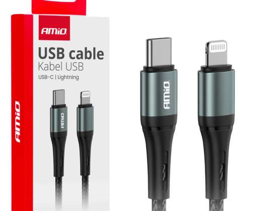 USB c charging cable for iphone lightning 20w 100cm amio 03916