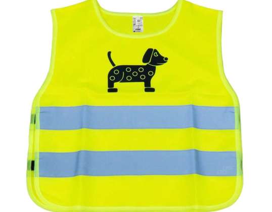 Barnas Reflekterende Advarselsvest Gul Hund Hund Amio 03937