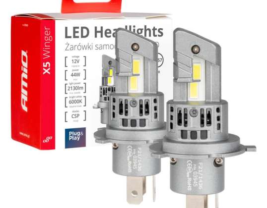 Auton led-polttimot x5 winger h4-sarja 6000k canbus amio 03945