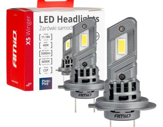 Auton led-polttimot x5 winger h7 h7 h18 6000k canbus amio 03946