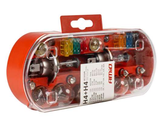 Een set opslagtanks, een set reservelampen, zekeringen, 30 stuks. H4 H4 Amio 03958