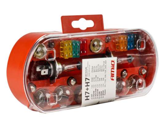 Un ensemble de réservoirs de stockage, un ensemble d’ampoules de rechange, des fusibles, 30 pièces. H7 H7 Amio 03959