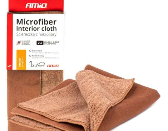 Mikrofasertuch 2in1 zur Reinigung von Autoinnenräumen und Bildschirmen 30x30 cm 500g amio 03982
