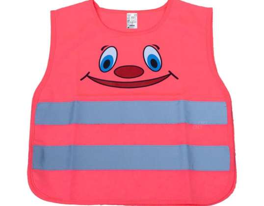 Barnas reflekterende refleksvest rosa smil amio 03988