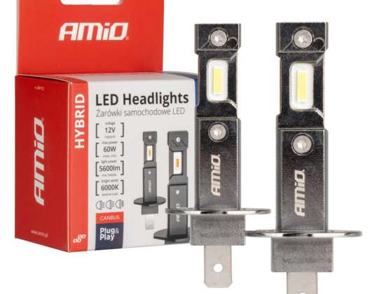 Lâmpadas de carro led híbrido h1 série 6000k canbus 60w amio 04112