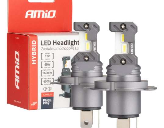 Auton LED-polttimot hybridisarja h4 h19 6000k canbus 60w amio 04114