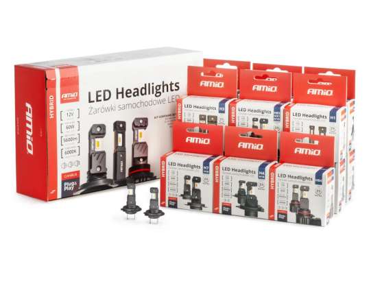 Auton led polttimot hybridi sarja h1 h3 h4 h7 hb3 hb4 6000k canbus 16 settiä. amio 04120