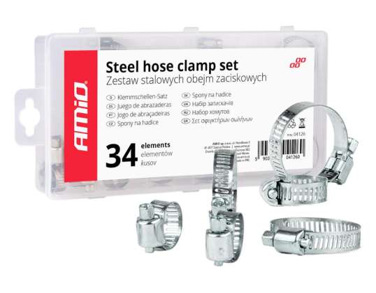 Set of worm drive clamps, clamps, clamping rings, 34 pcs., amio 04126