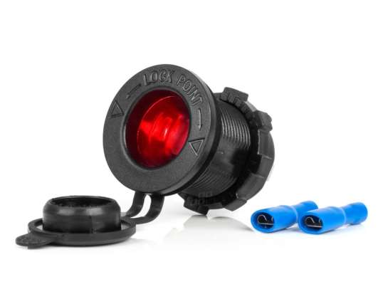 Built-in auxiliary power socket with red backlight 12v 24v amio 04219