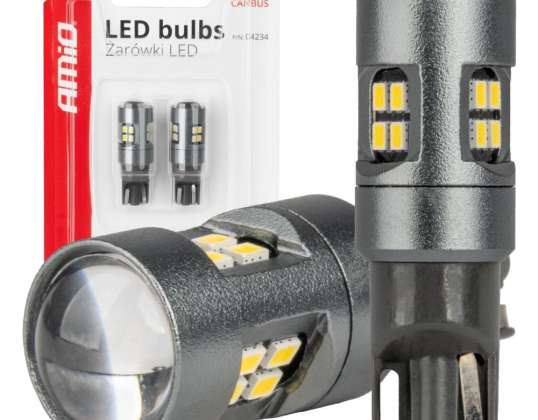 LED bulbs canbus t10 w5w 16smd 2016 white 12v 24v amio 04234