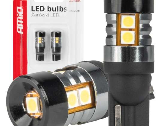 Lâmpadas LED canbus t10 w5w 9 smd 3030 branco 12v 24v amio 04241