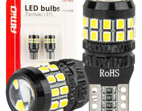 Ampoules LED canbus t10 w5w 27smd 2016 blanc 12v 24v amio 04258