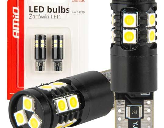 LED bulbs canbus t10 w5w 13smd 3030 white 12v 24v amio 04259