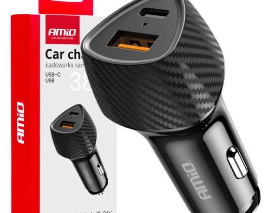 Autolaturi qc pd 38W USB A USB C AMIO 04283