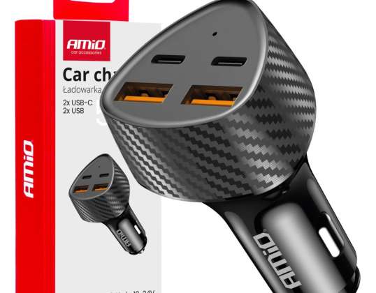Autoladegerät 50W 2x USB A 2x USB C amio 04284